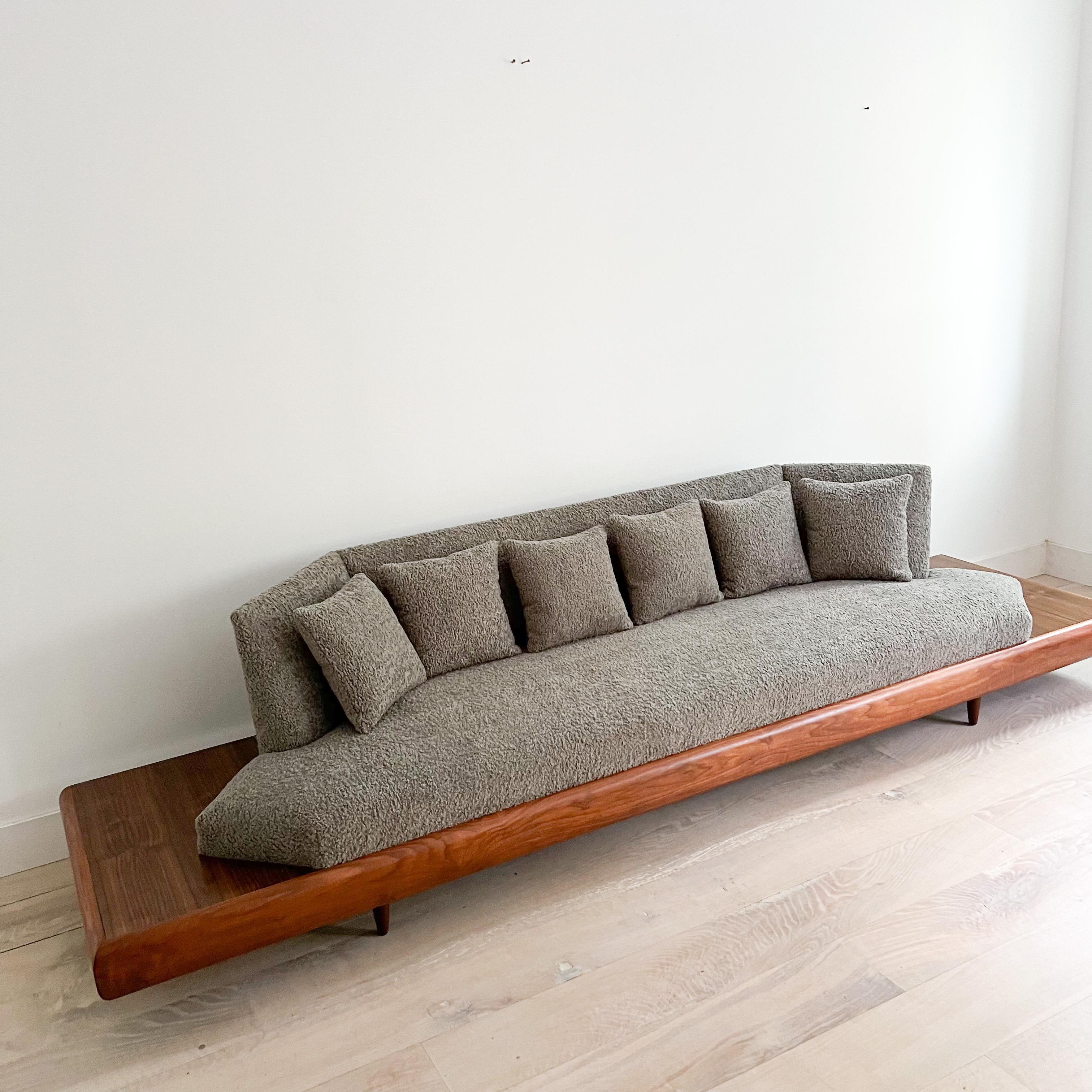 Mid Century Adrian Pearsall Sofa Model 2006-S - New Grey Shearling Upholstery In Good Condition In Asheville, NC