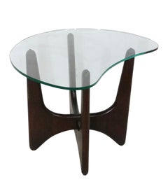 Mid Century Adrian Pearsall Stringray Glass top Wood Base End Table