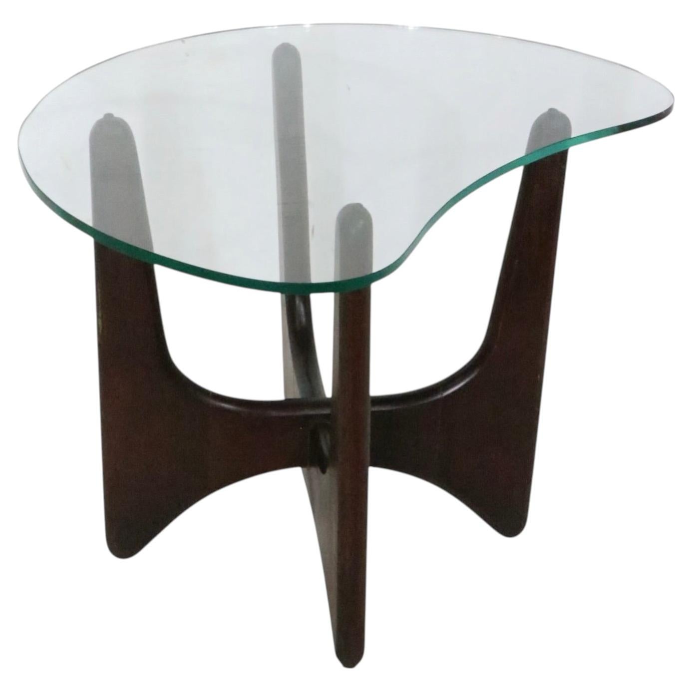 Mid Century Adrian Pearsall Stringray Glass top Wood Base End Table