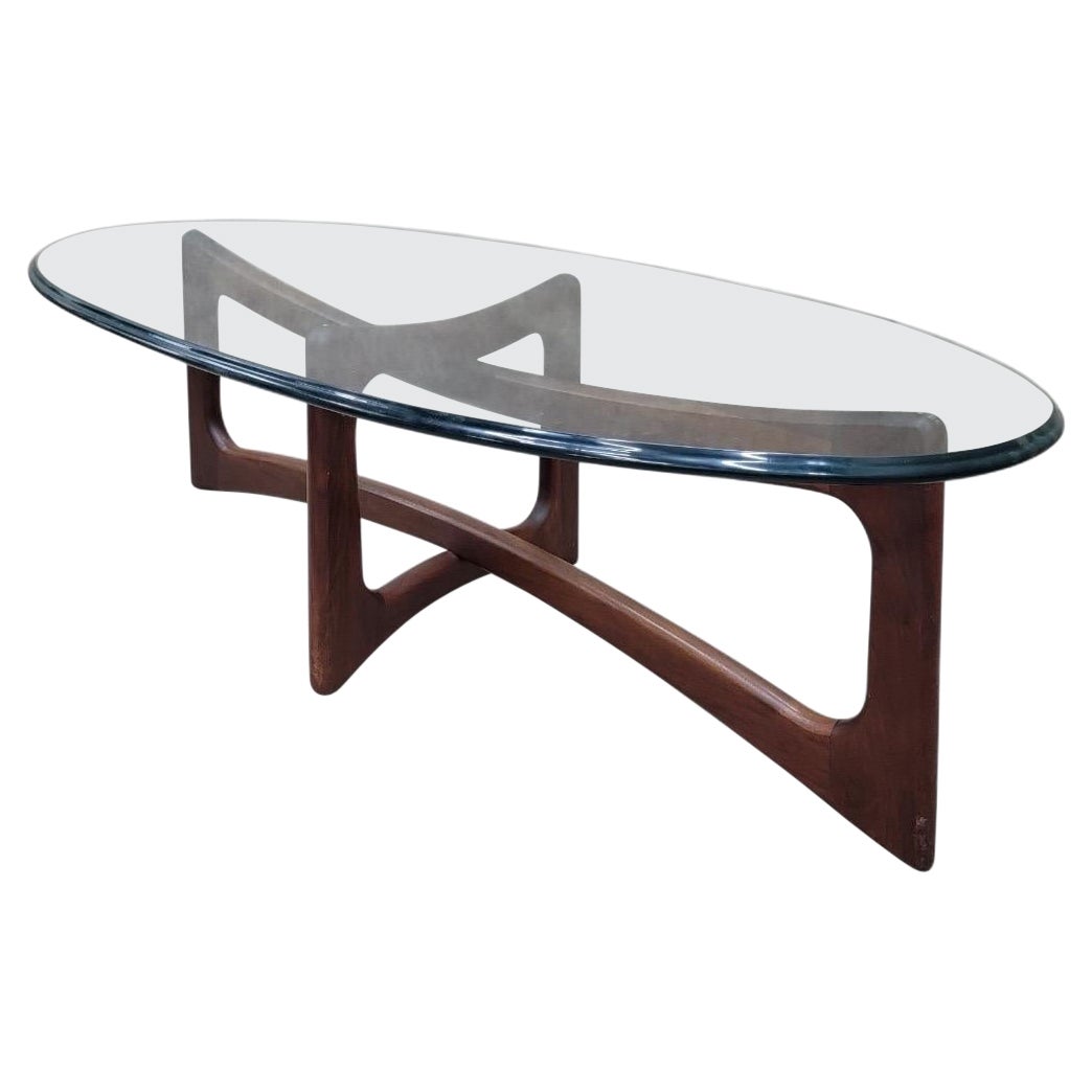 Mesa de centro con pajarita y cristal ovalado estilo Adrian Pearsall de mediados de siglo en venta