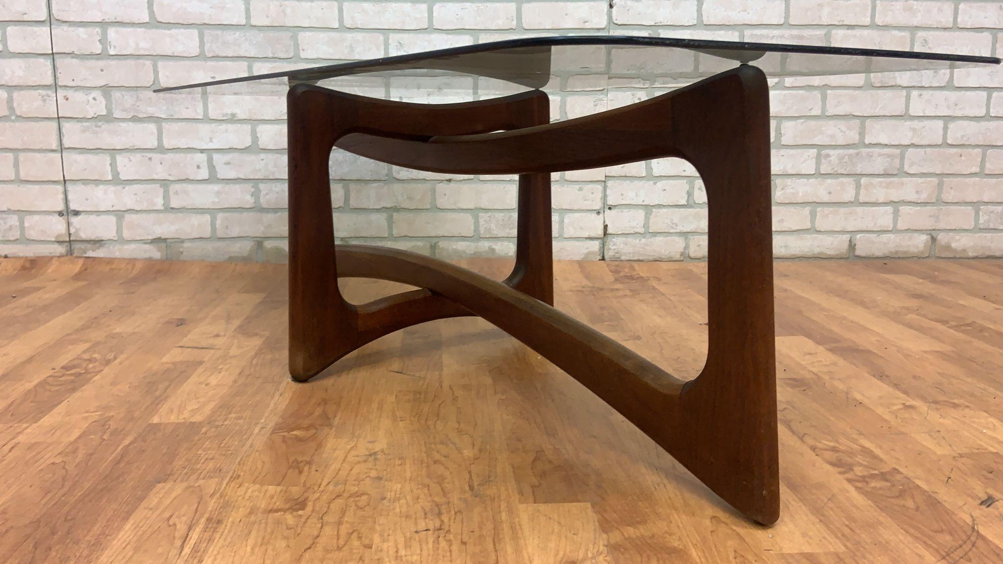Hand-Crafted Mid Century Adrian Pearsall Style Bowtie Walnut and Glass Top Coffee Table For Sale