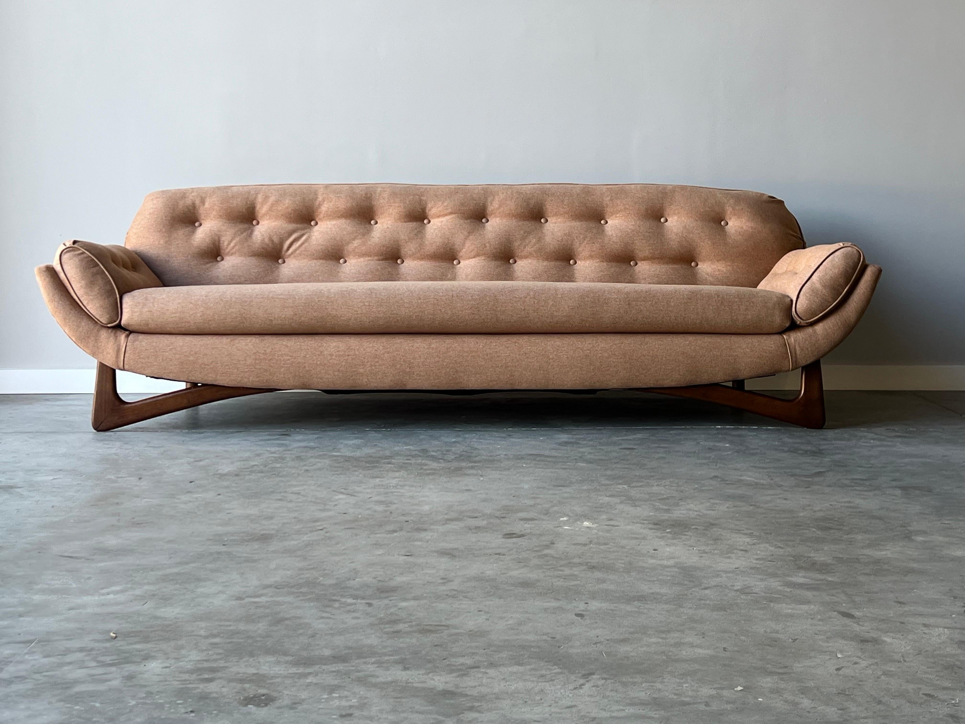 Fabric Mid-Century Adrian Pearsall Style Gondola Sofa