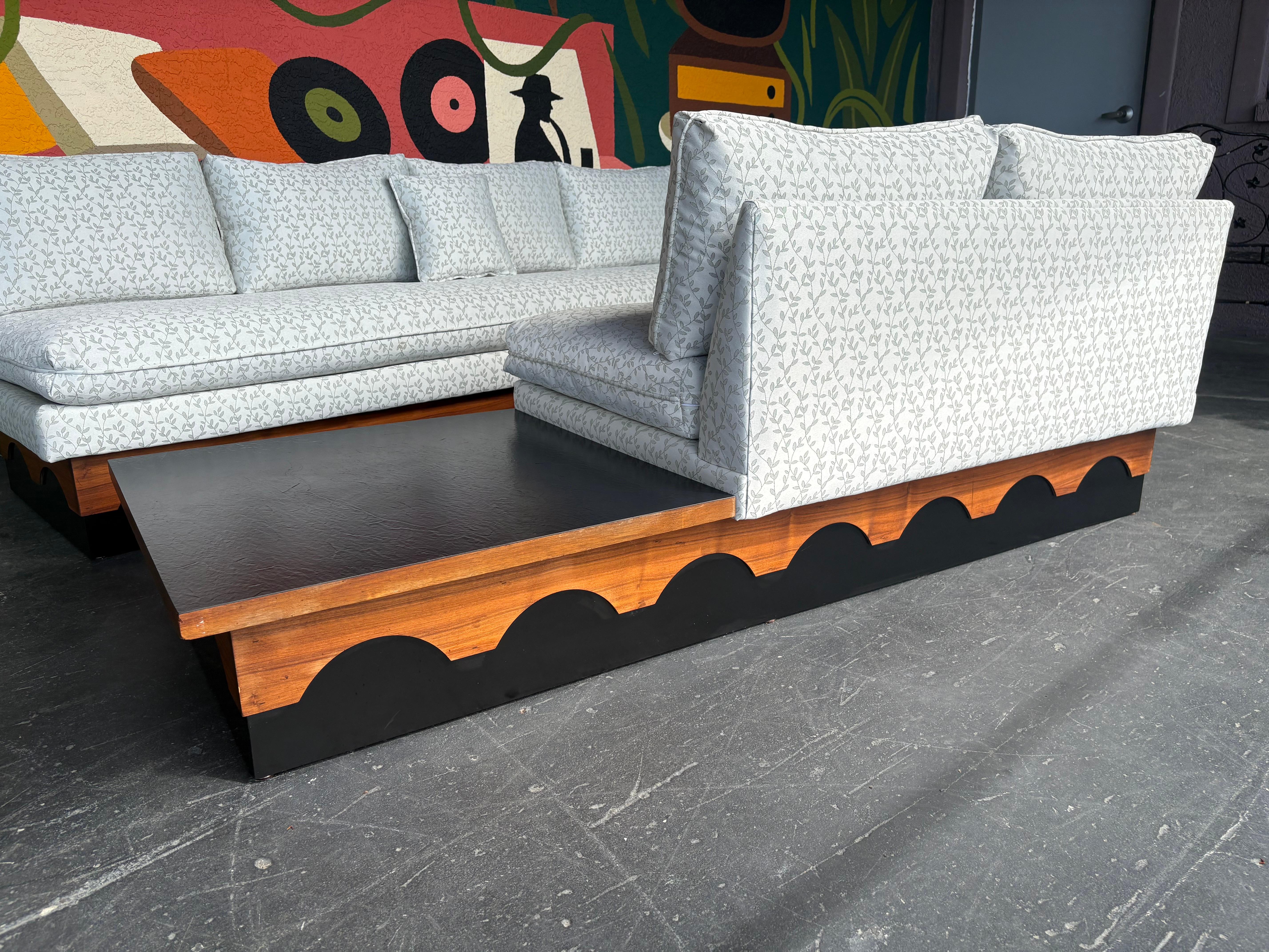 Fabric Mid Century Adrian Pearsall Style Platform Sectional Sofa