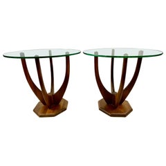 Mid-Century Adrian Pearsall Style Sculptural Walnut Side Tables, a Pair