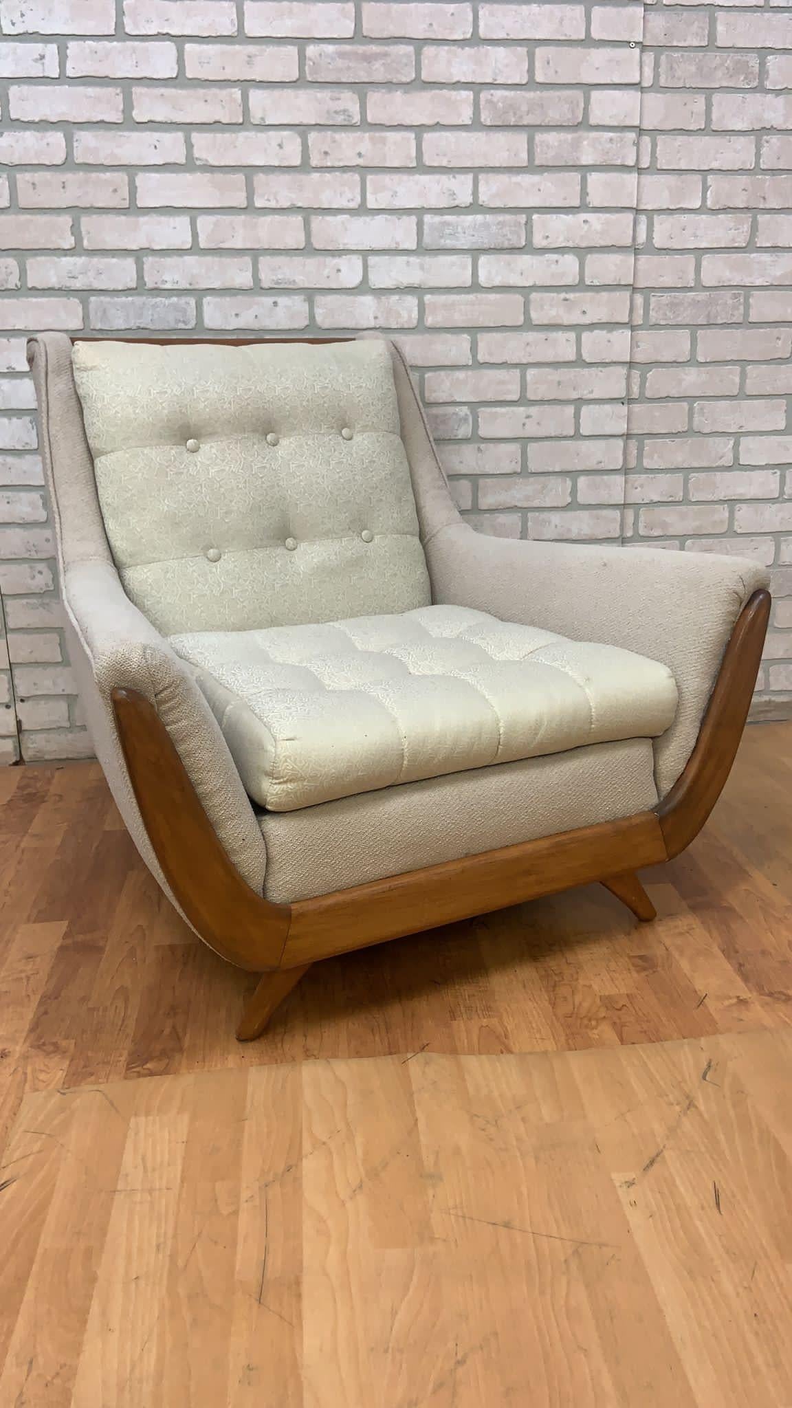Mid Century Adrian Pearsall Style Walnut Gondola Sofa and Club Chair - Set of 2 5