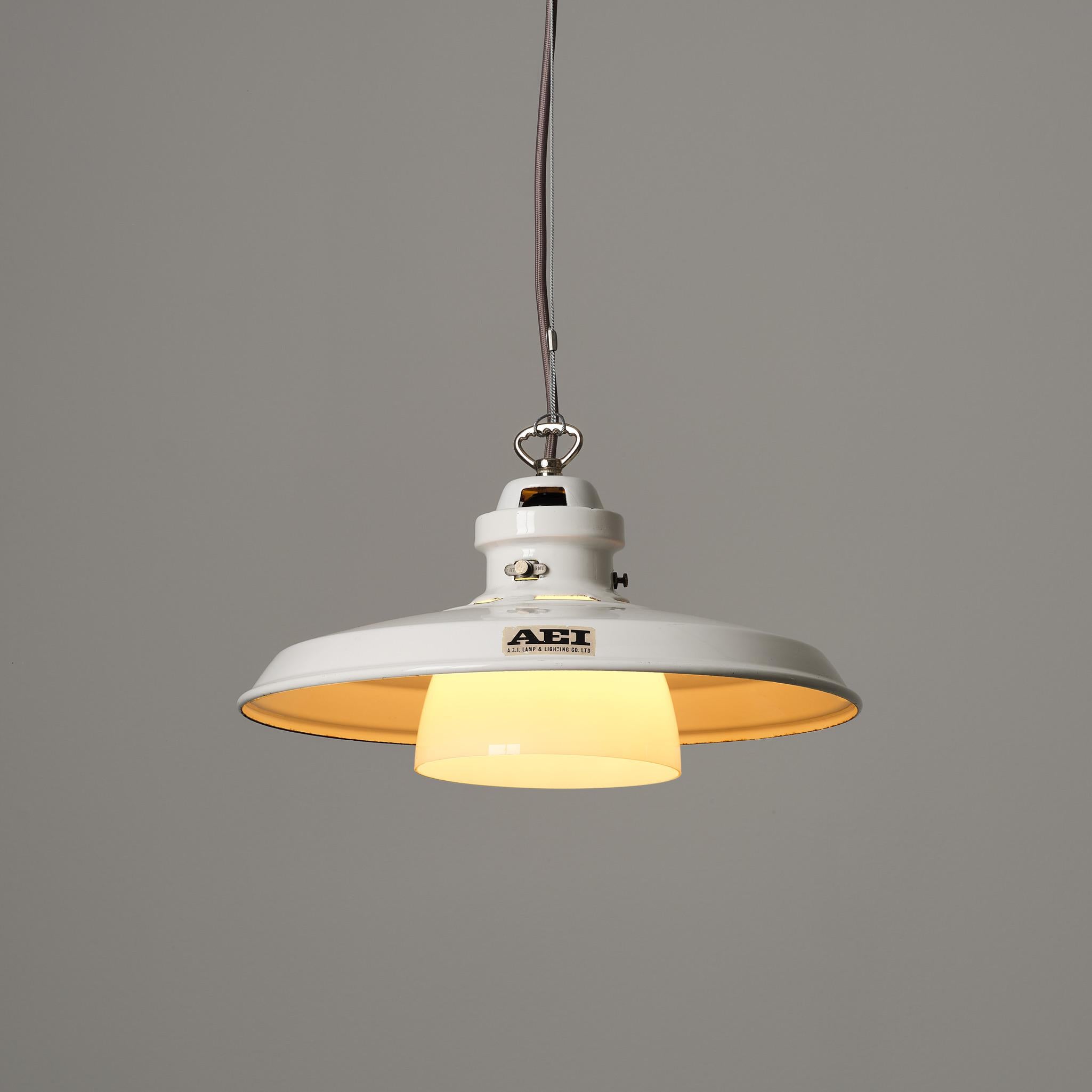 Industrial Vintage AEI Pendant Light For Sale