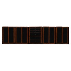 Buffet du milieu du siècle Afra & Tobia Scarpa en bois italien laqué noir des années 1970