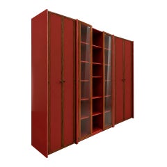 Mueble Modular de Mediano Siglo Afra & Tobia Scarpa Laca Roja Italiana Años 60