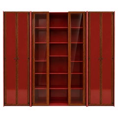 Mid-Century Afra & Tobia Scarpa Italian Red Lacquer 1960s Modular Wall Unit