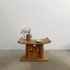 Mid Century African Carved Solid Wood Ashanti Stool
