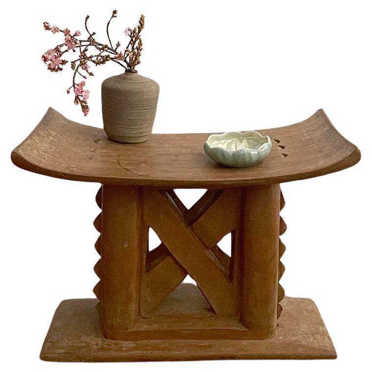 Mid Century African Carved Solid Wood Ashanti Stool