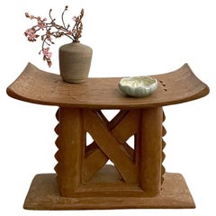 Mid Century African Carved Solid Wood Ashanti Stool