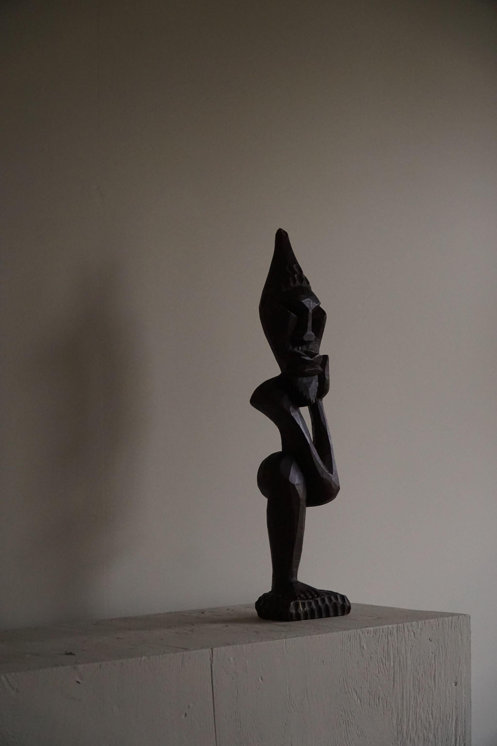 Mid Century African Decorative Hardwood Figure, Made in 1960s 2