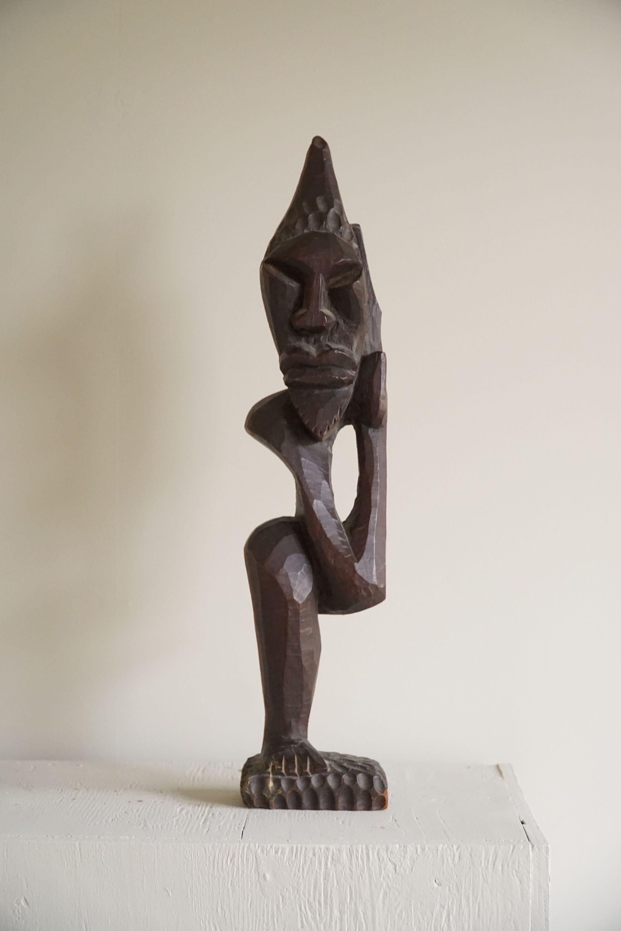 Mid Century African Decorative Hardwood Figure, Made in 1960s 3
