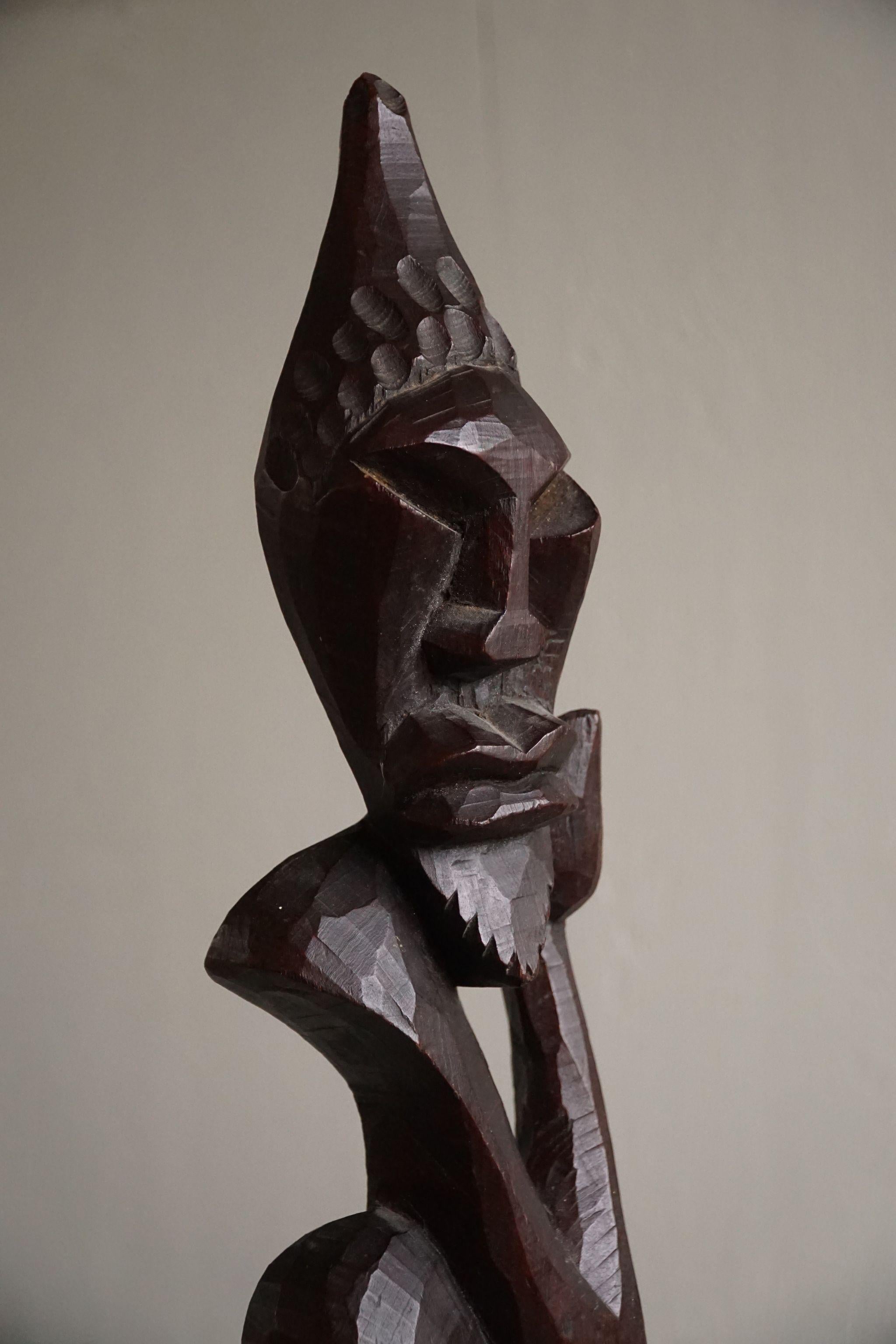 Tribal Mid Century African Decorative Hardwood Figure, Made in 1960s