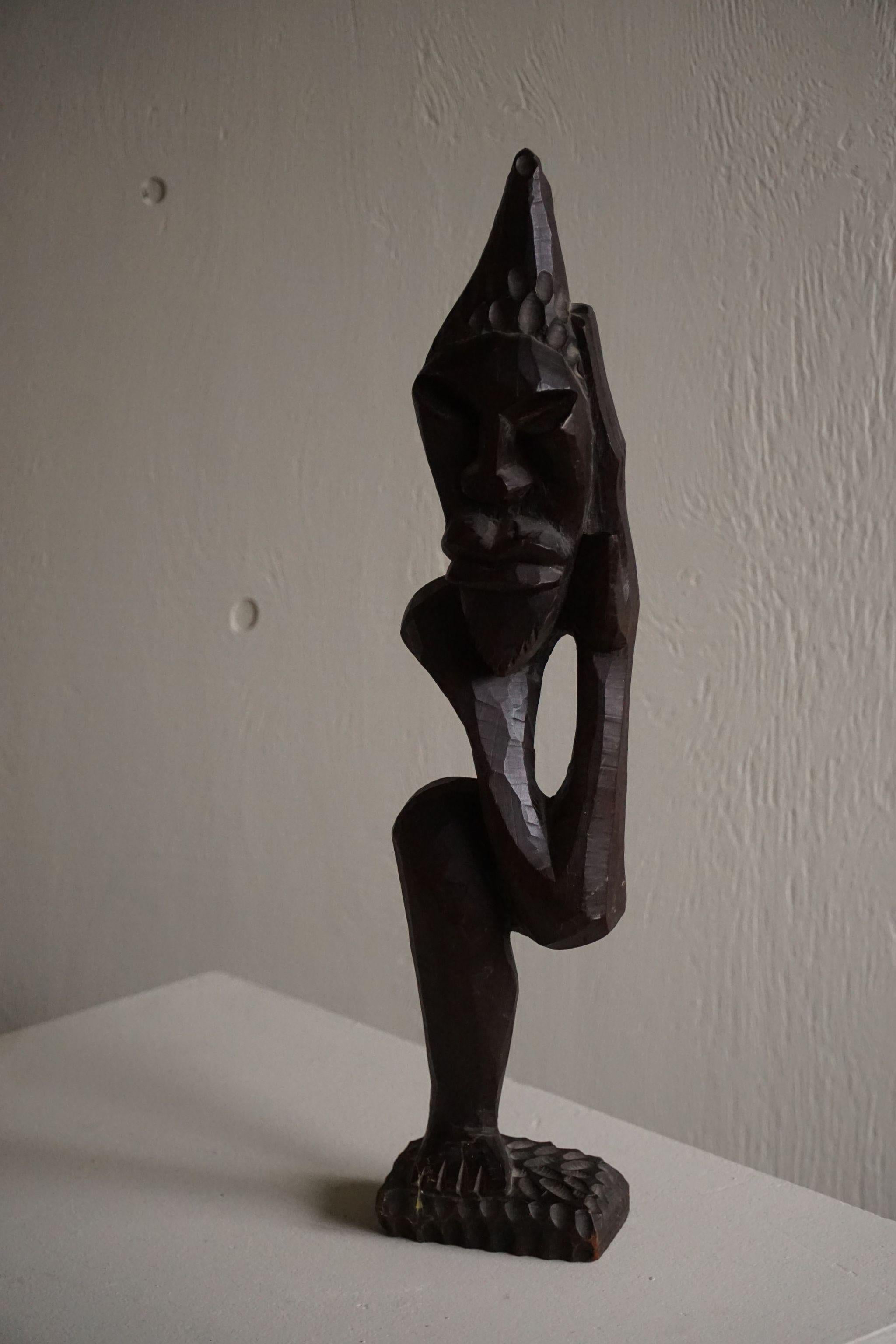 Gambian Mid Century African Decorative Hardwood Figure, Made in 1960s