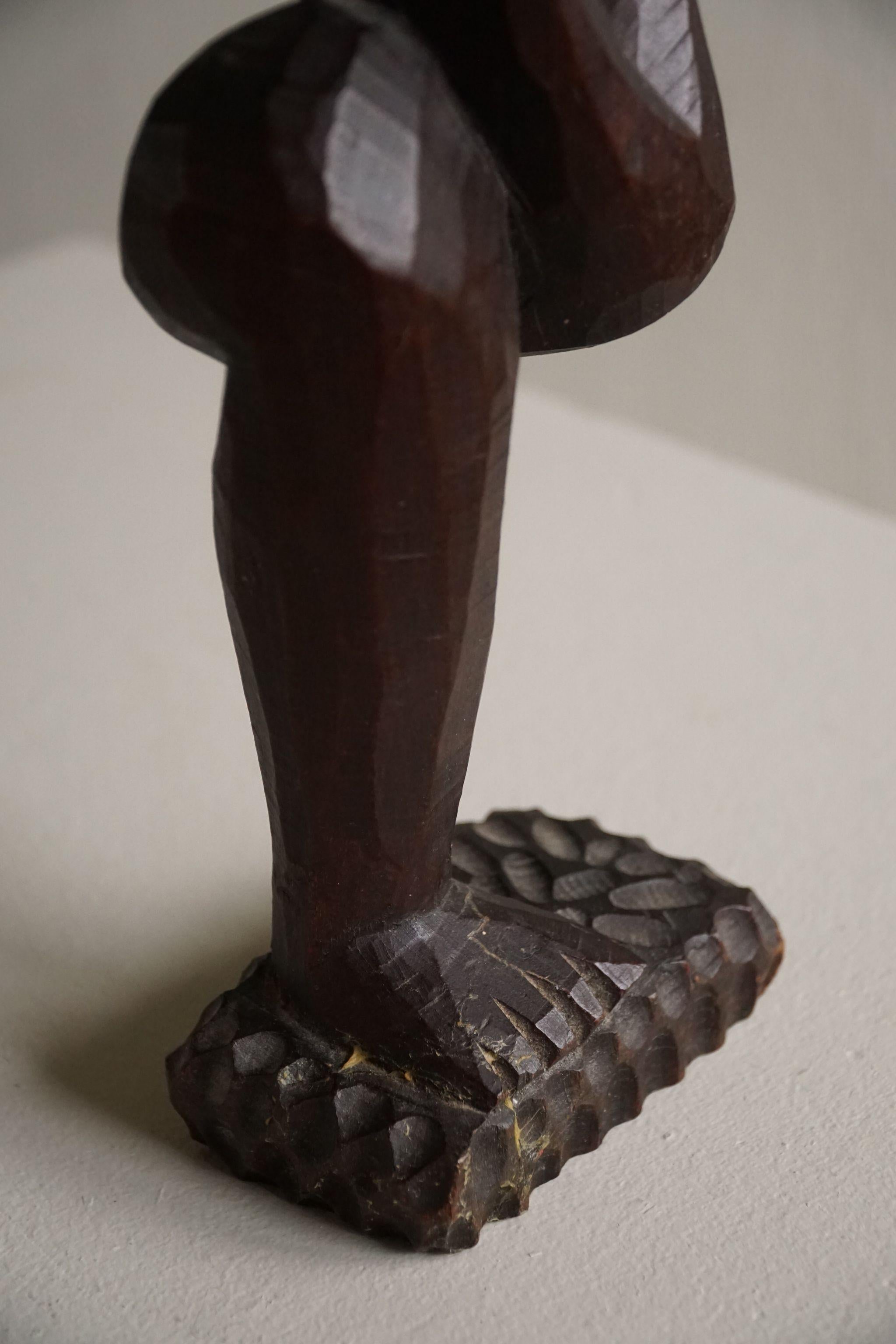 Hand-Carved Mid Century African Decorative Hardwood Figure, Made in 1960s