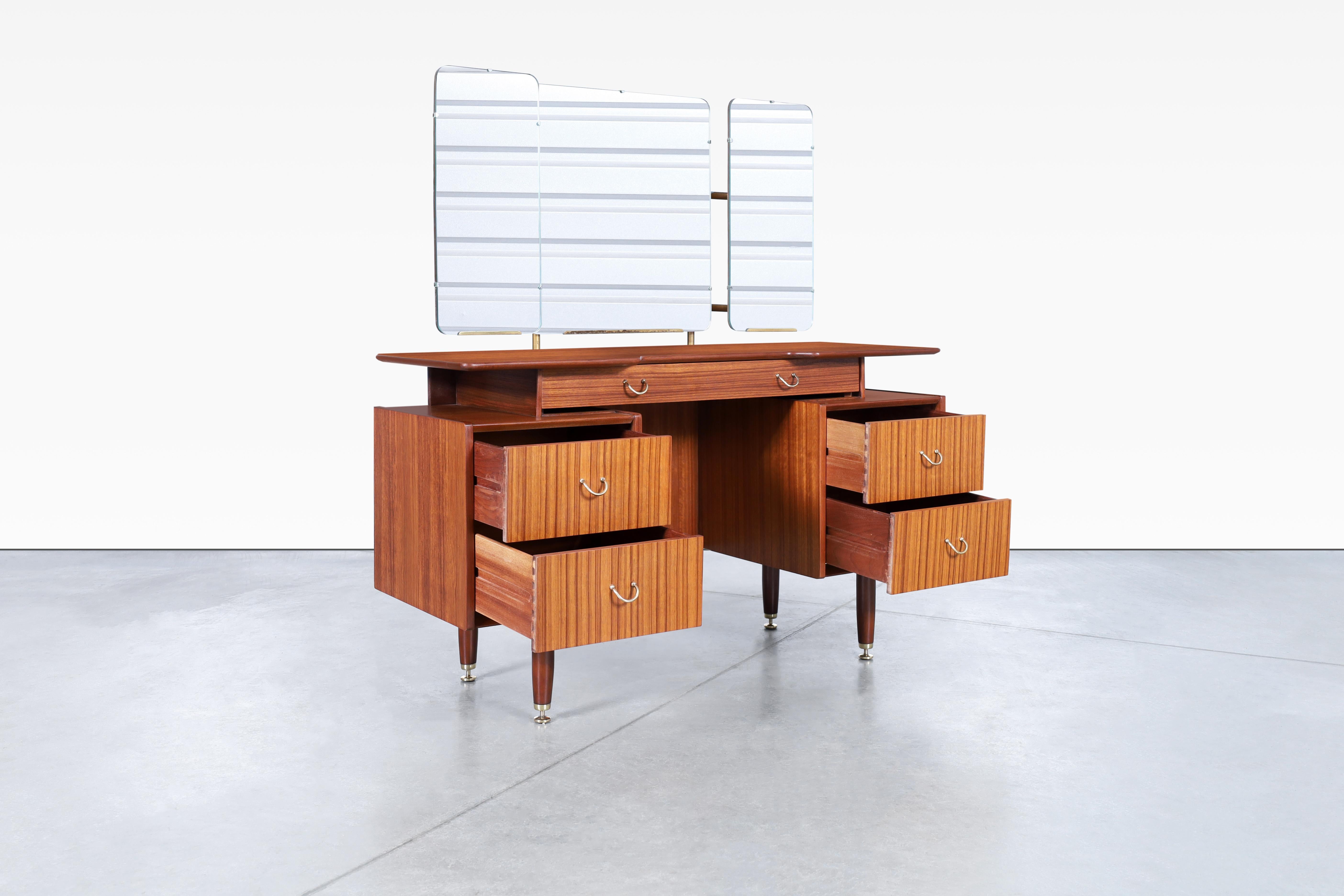British Mid-Century African Mahogany Vanity or Desk by E. Gomme for G-Plan For Sale