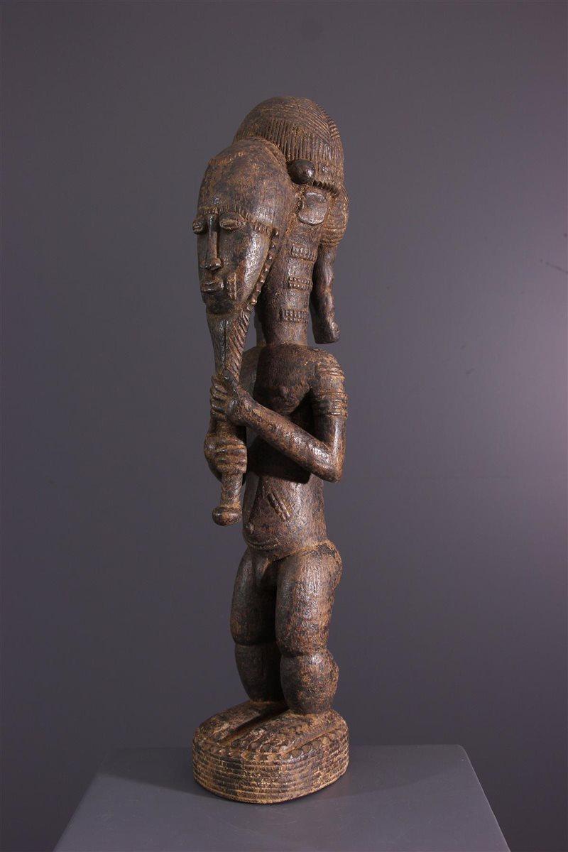 Ivorian Mid-Century African Tribal Baoulé Waka Sona Wooden Male Sculpture 1950s