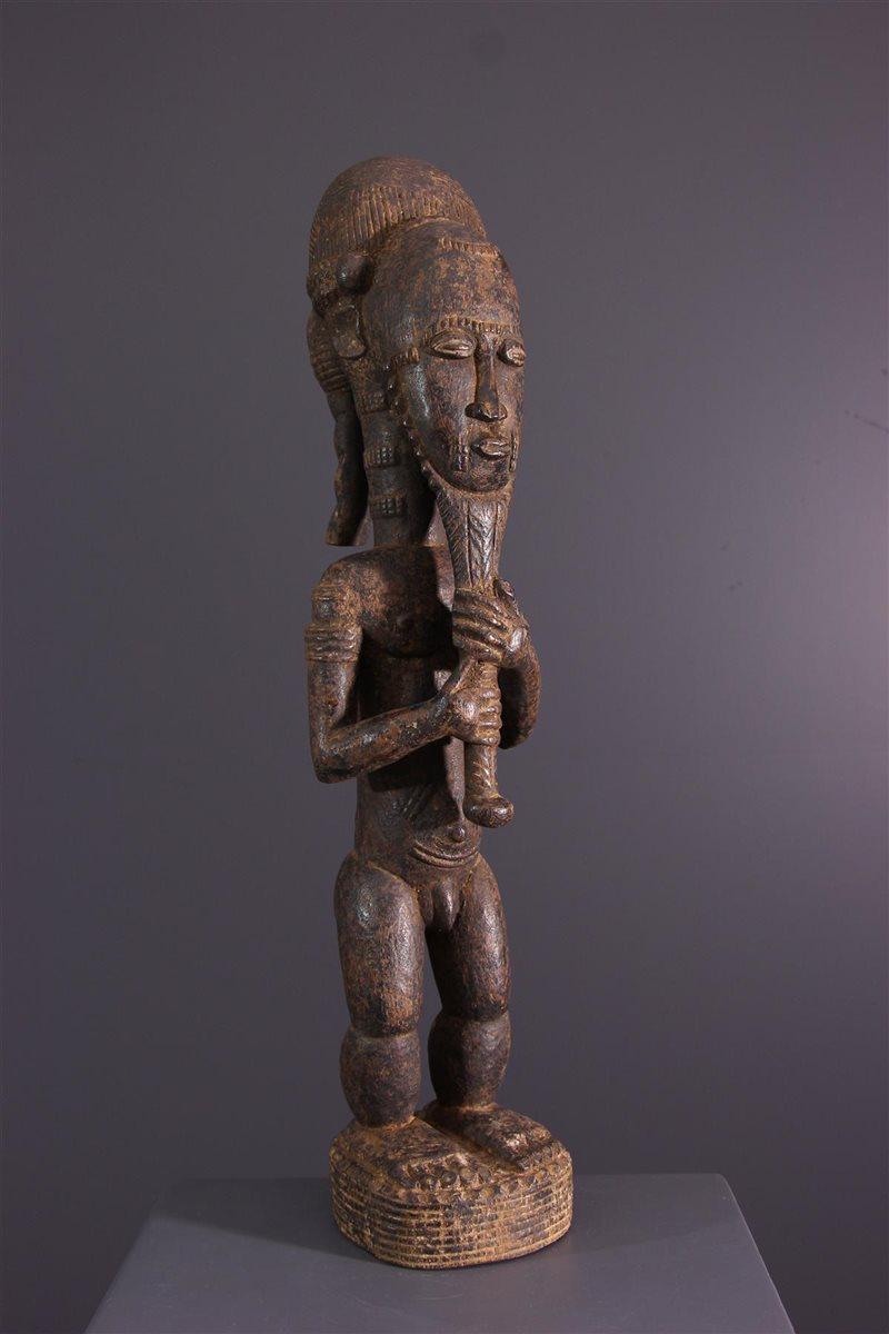 Mid-Century African Tribal Baoulé Waka Sona Wooden Male Sculpture 1950s 1