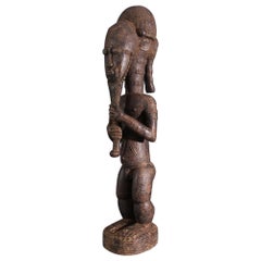 Mid-Century African Tribal Baoulé Waka Sona Wooden Male Sculpture 1950s