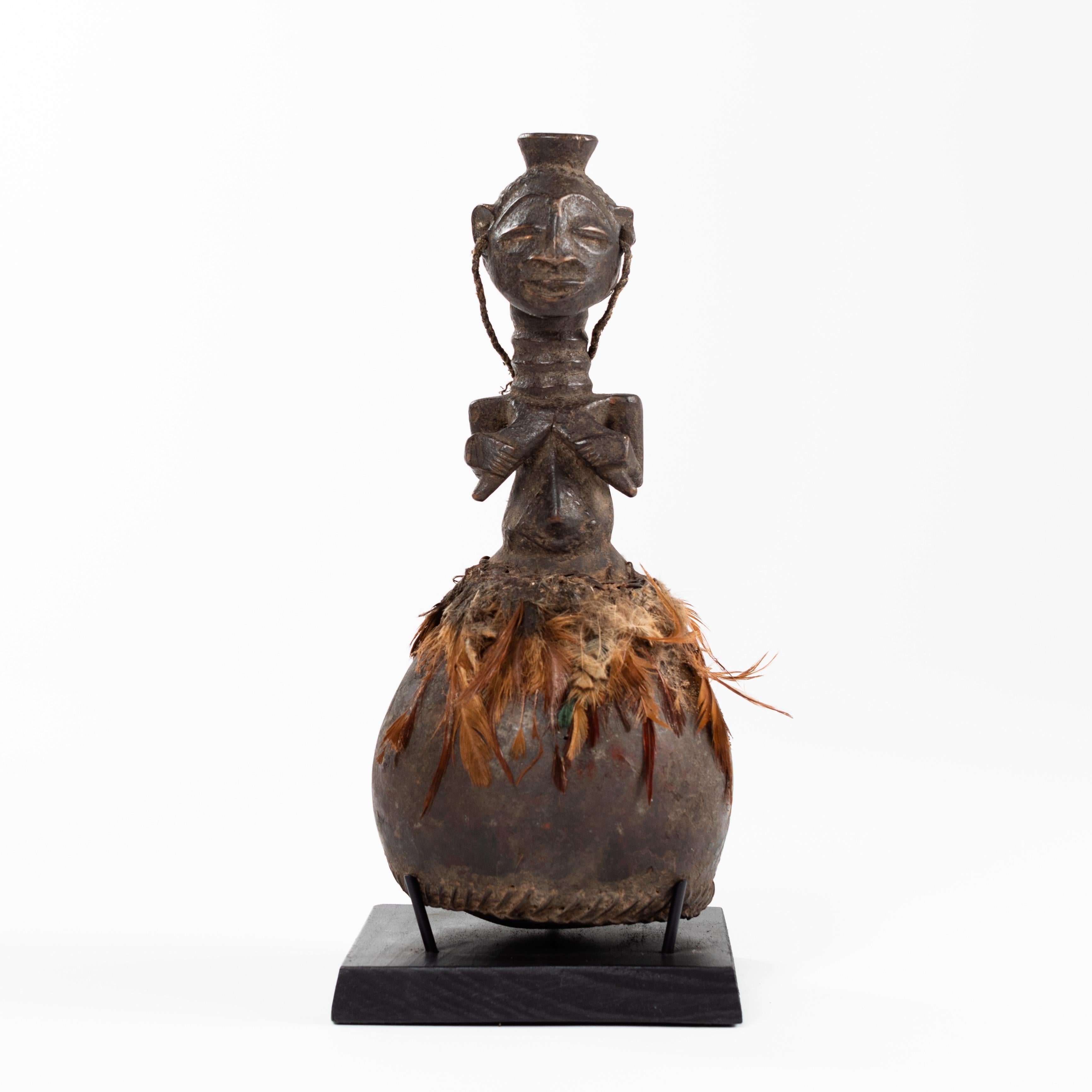 Mid-Century African Tribal Calabash with Female Motif Hemba / Luba, 1950s 6