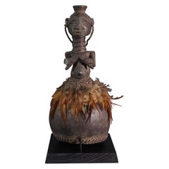 Mid-Century African Tribal Calabash with Female Motif Hemba / Luba, 1950s