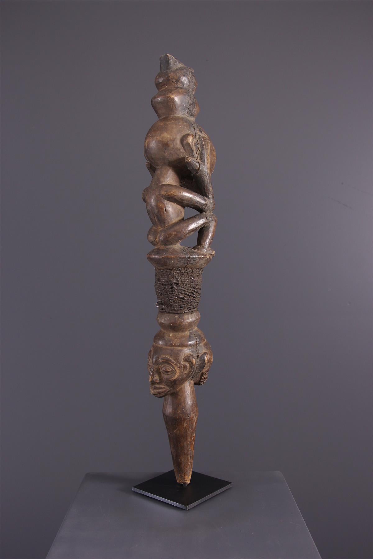 Midcentury African Tribal Wooden Sculptural Commando Staff RDC Luba, 1960s For Sale 5