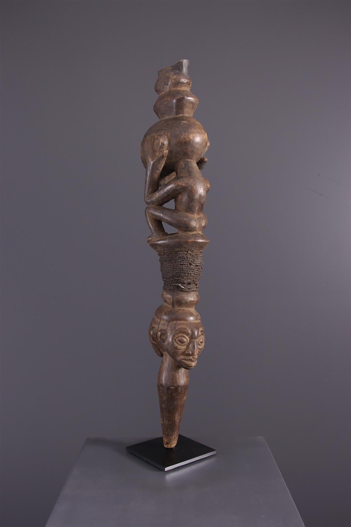 Afrikanischer Stammes-Holz-Skulptur Commando Staff RDC Luba, Mitte des Jahrhunderts, 1960er Jahre im Angebot 7