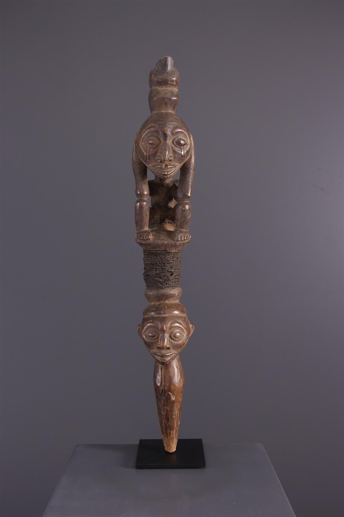 Afrikanischer Stammes-Holz-Skulptur Commando Staff RDC Luba, Mitte des Jahrhunderts, 1960er Jahre (Stammeskunst) im Angebot