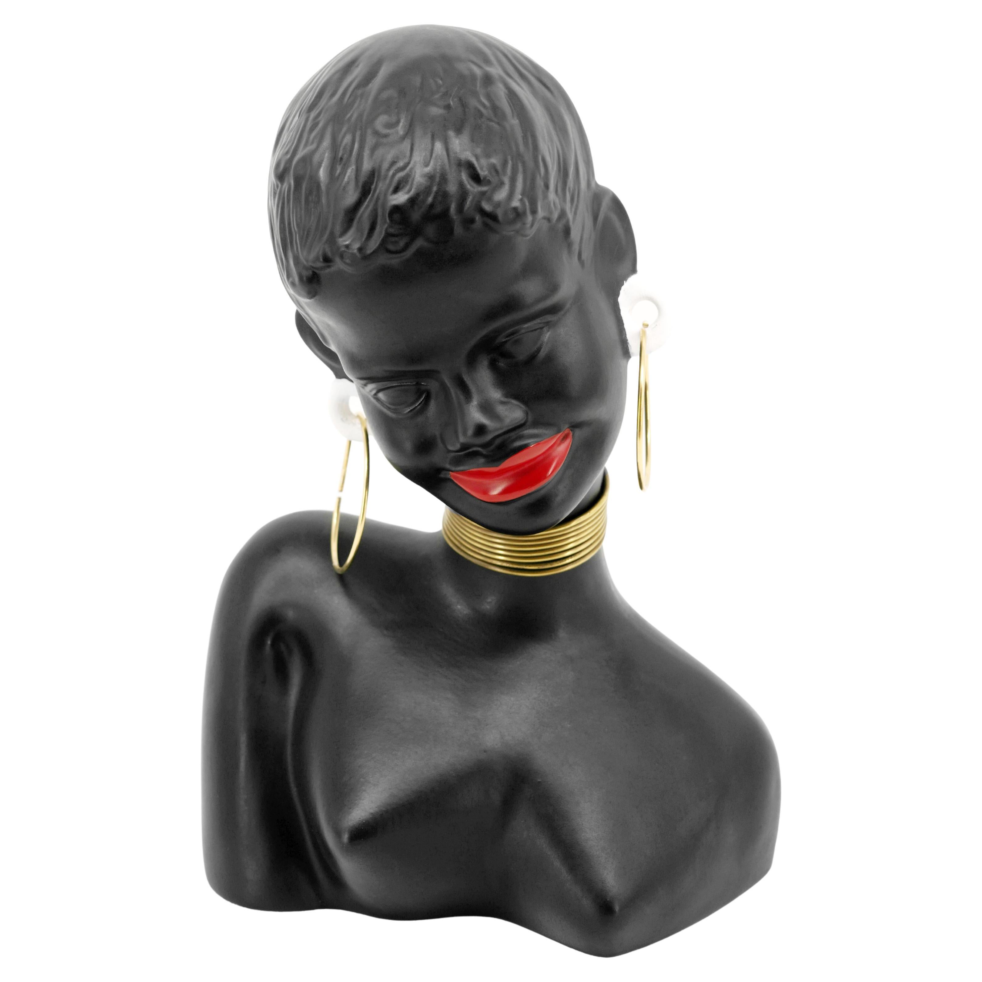 Mid-Century moderno Statua di donna africana di metà secolo, anni '50 in vendita