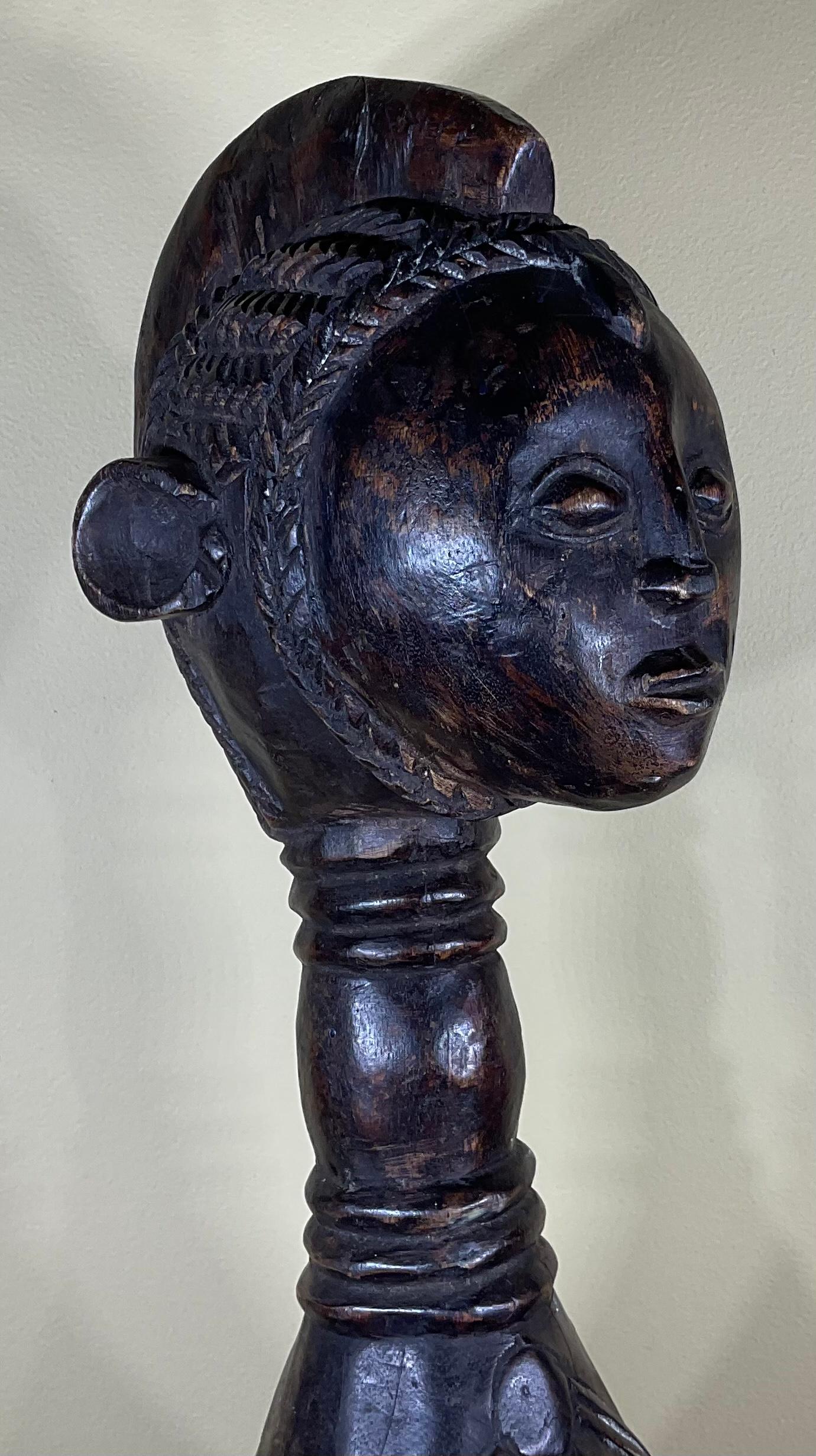 Mid Century African Women Wood Sculpture For Sale 6
