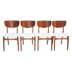 Midcentury Afromosia Dining Chairs with New Bouclé Upholstery, 1960s