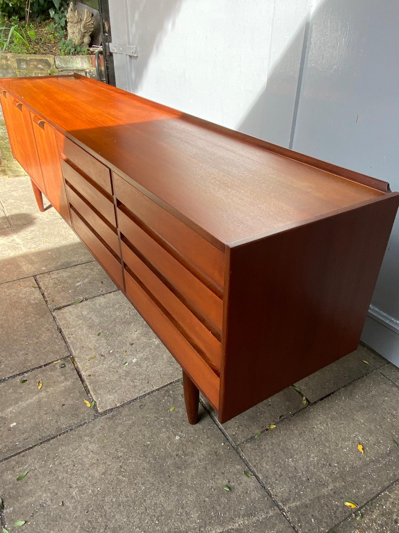 Mid Century Afromosia Teak 7.5 Ft Sideboard By Robert Heritage, Circa 1960 For Sale 7