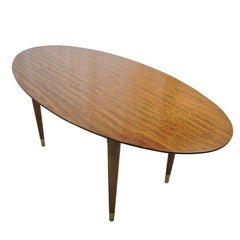Midcentury Afrormosia Wood Oval Coffee Table with Brass Ends, 1950s