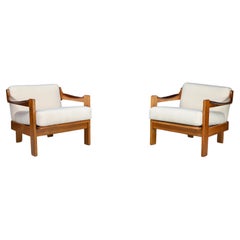 Mid -Century A.G Barcelona Walnut Armchairs with Bouclé Fabric, Spain 1960s