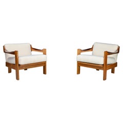 Used Mid -Century A.G Barcelona Walnut Armchairs with Bouclé Fabric, Spain 1960s 