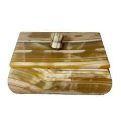 Mid Century Agate and Marble Box with Finial