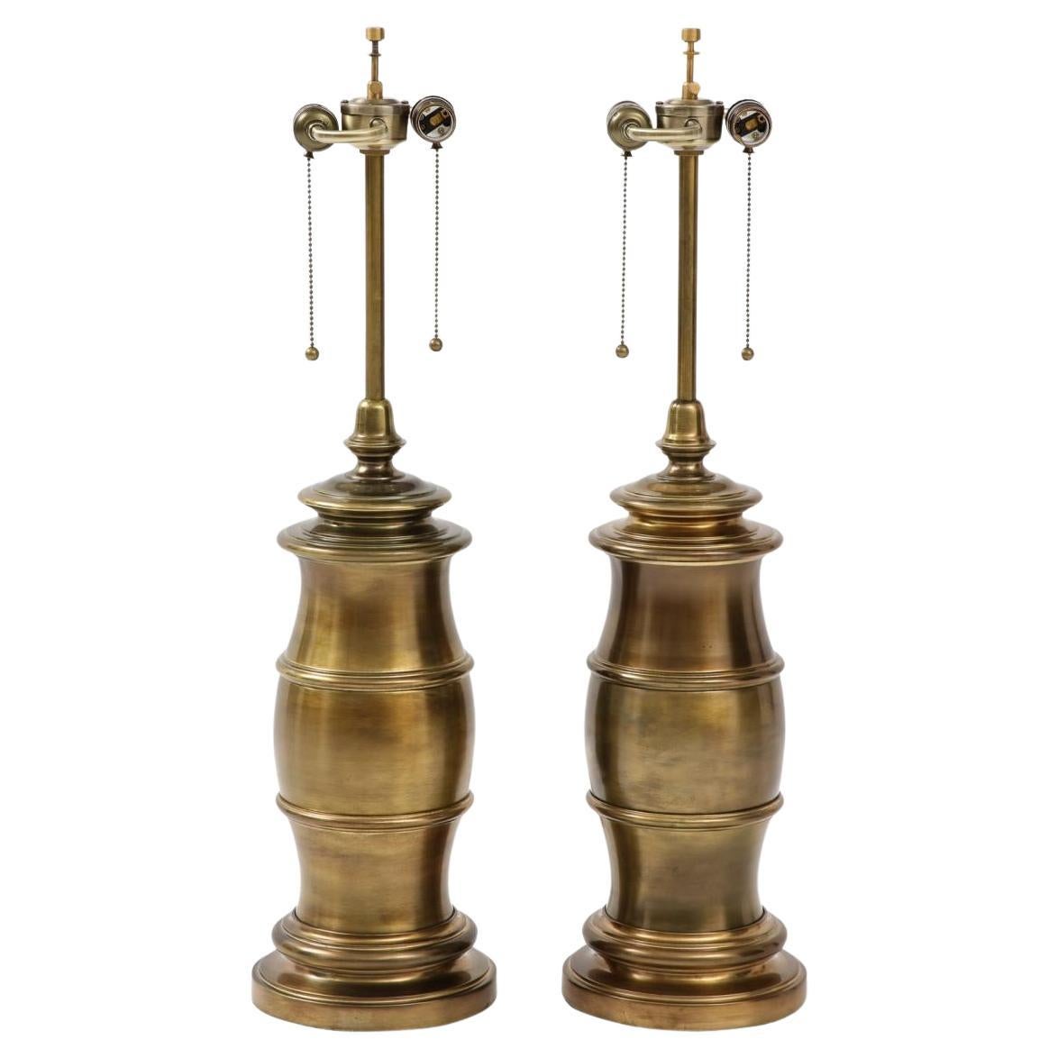 Mid-Century Aged Bronze Lamps
