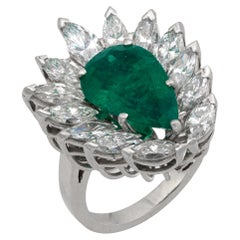 Anello in platino con diamante smeraldo colombiano senza calore AGL da 2,75 carati di metà secolo