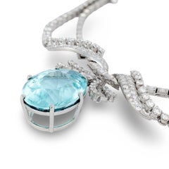 Mid-Century AGL 61.54 carat Paraiba tourmaline diamond platinum necklace