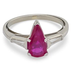 Mid Century AGL Burma no heat ruby diamond platinum engagement ring