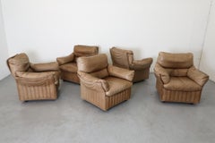 Mid-Century Airborne International Rolling Lounge Chair in Natural Leather