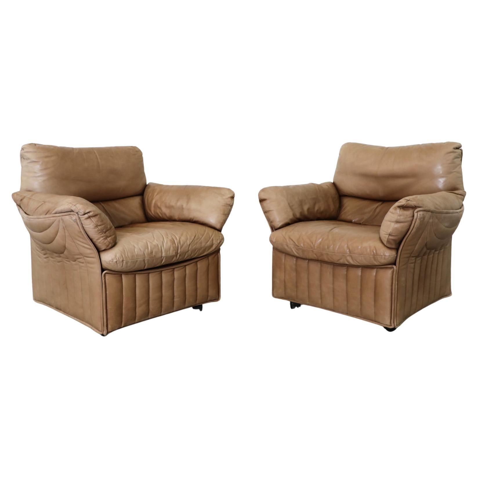 Chaise longue roulante en cuir naturel Airborne International, milieu de siècle en vente