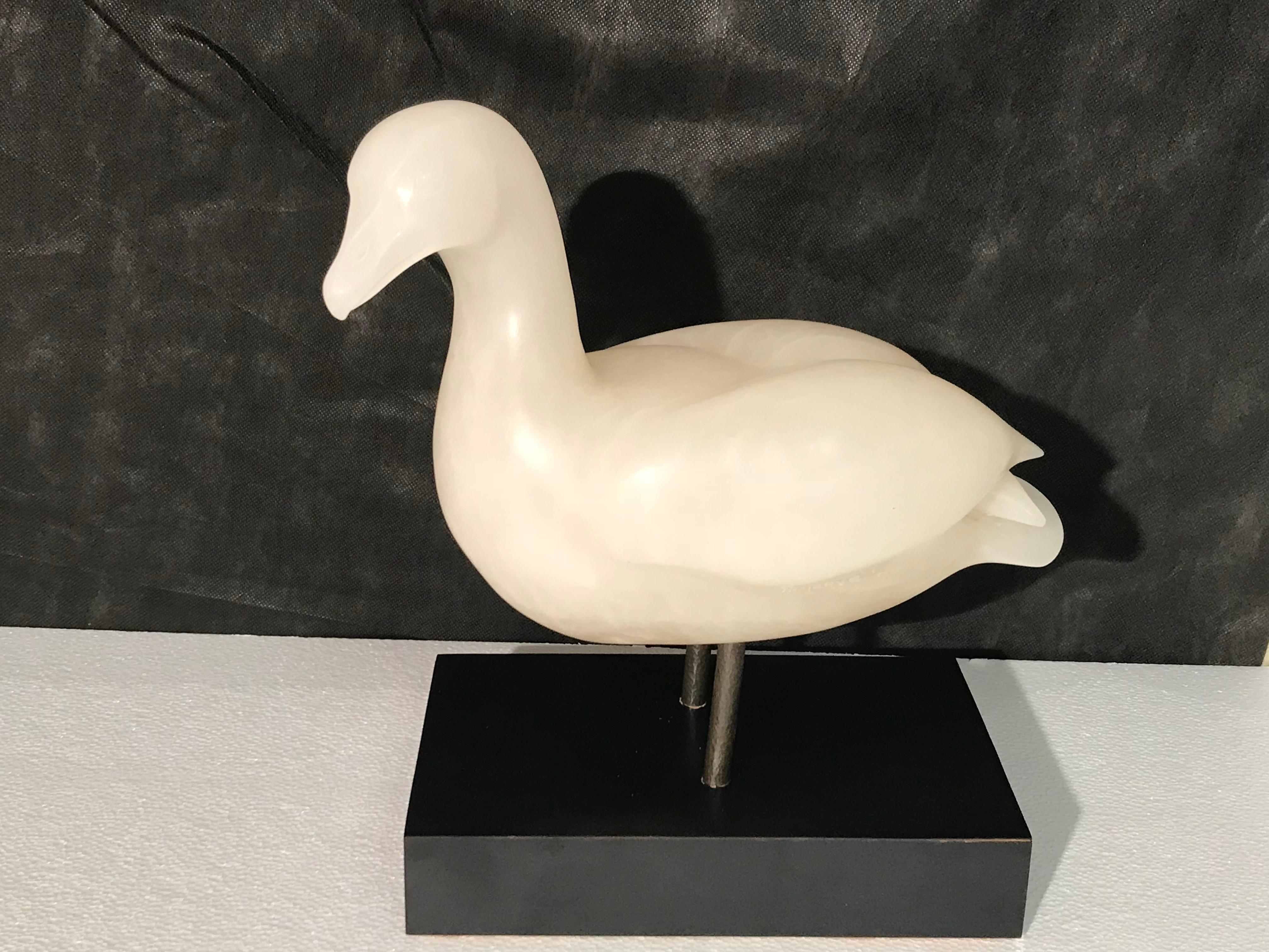 American Midcentury Alabaster Duck Sculpture