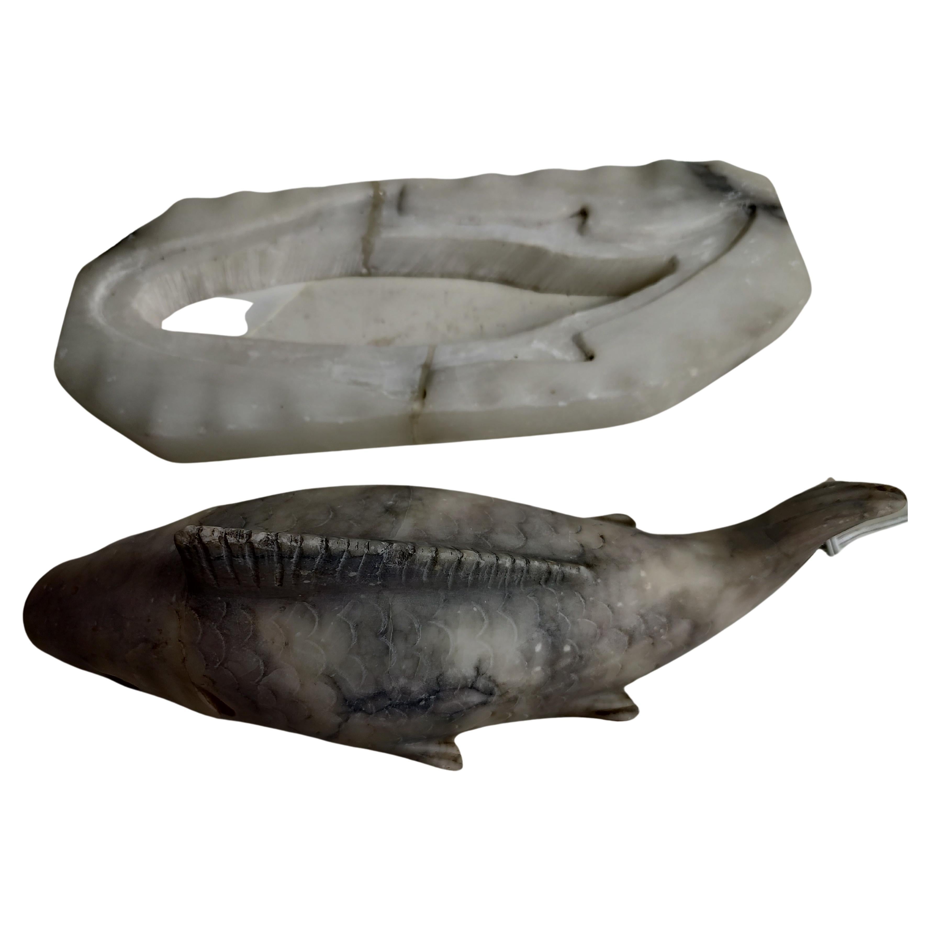 Alabaster-Fischlampe Nacht- und Mood-Tischlampe, Mitte des Jahrhunderts (Italienisch) im Angebot