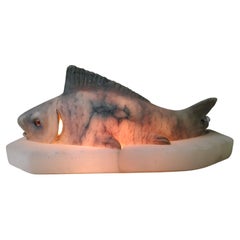 Mid Century Alabaster Fish Lamp Night & Mood Table Lamp