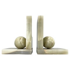 Mid-Century Alabaster Marble Bookends