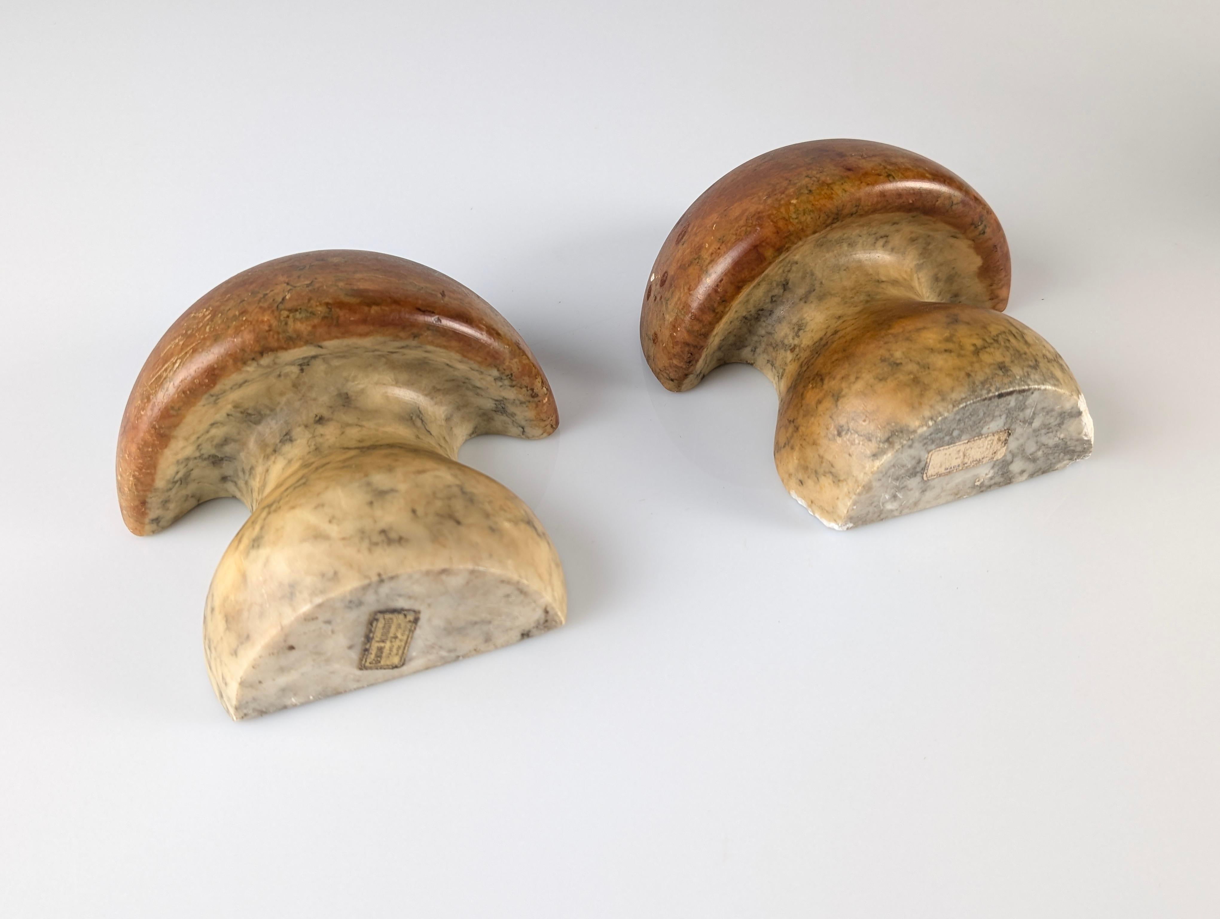 20th Century Mid-Century Alabaster Mushroom Bookends, Italy, 1960s