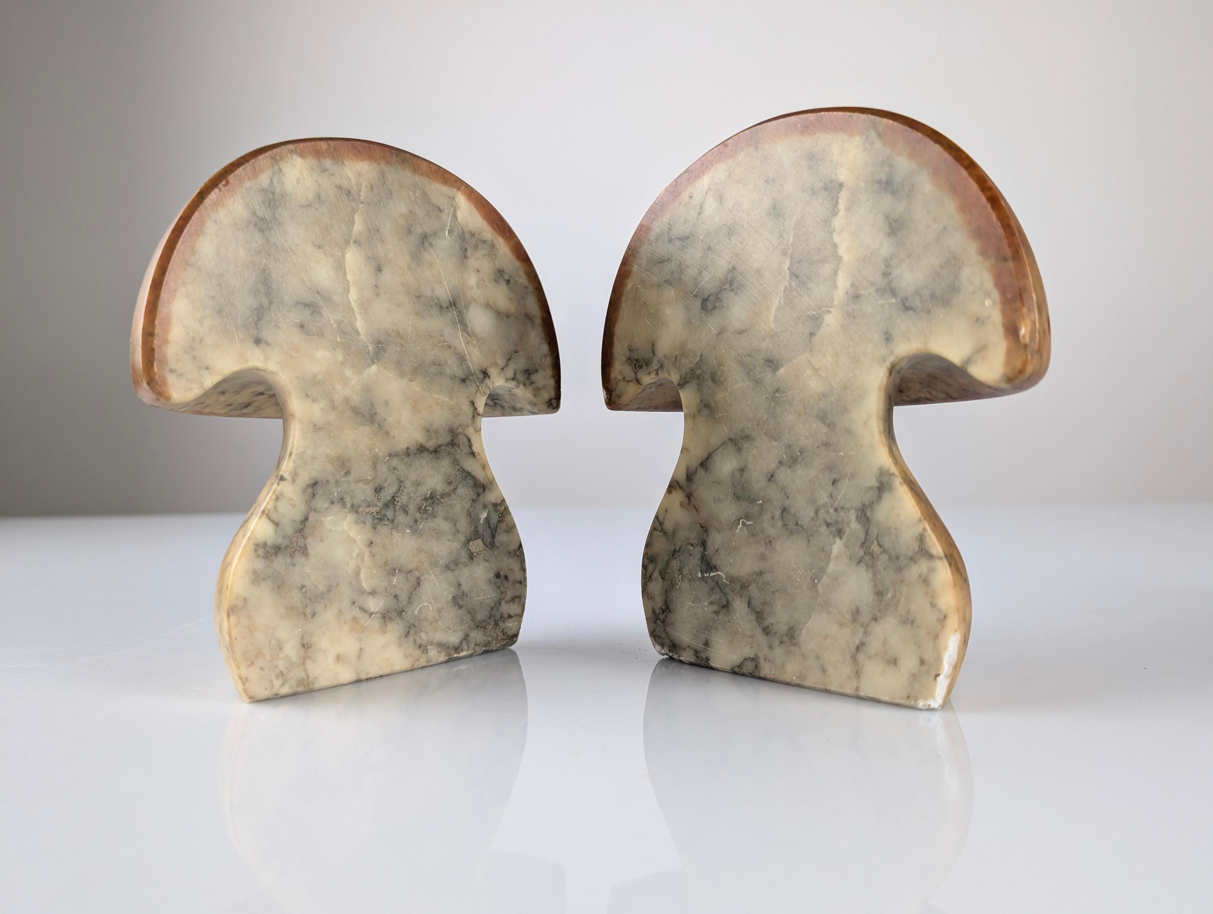 Mid-Century Alabaster Mushroom Bookends, Italy, 1960s 3